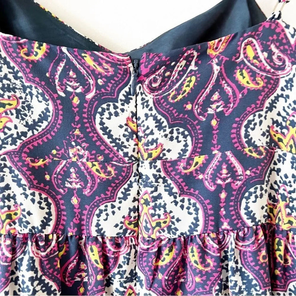 J Crew Purple Paisley Boho Print Slip Dress Size 4 Fall Transition Piece Layers - Picture 6 of 10